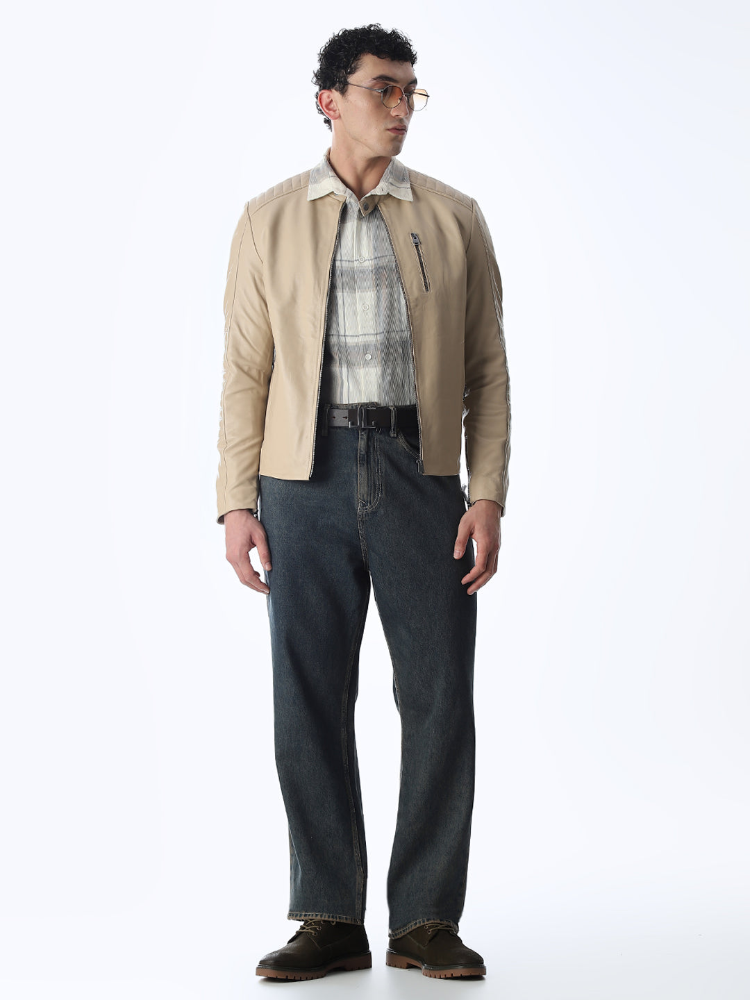 Beige Lisbon Leather Jacket