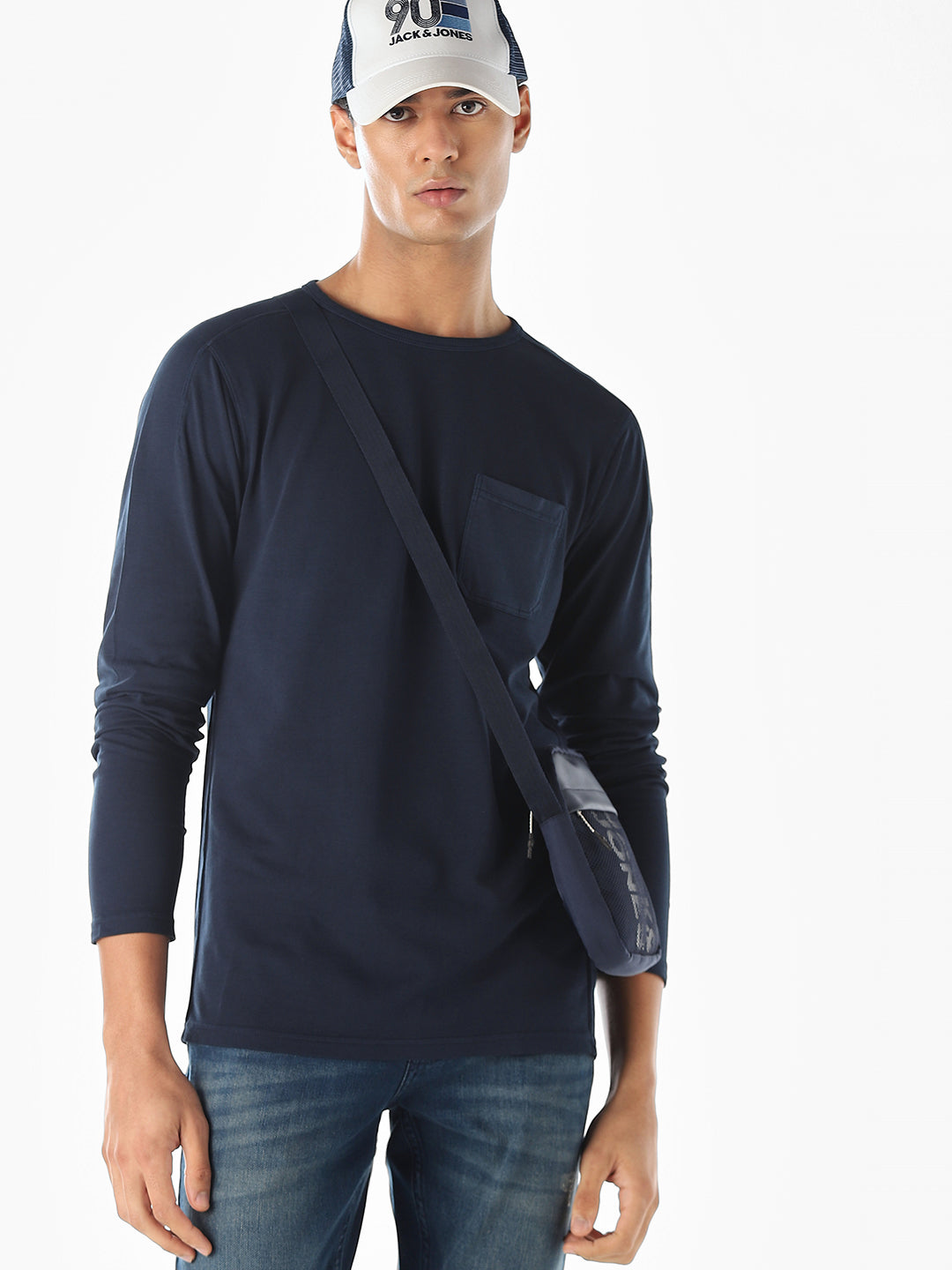 Navy Blue Full Sleeves T-shirt