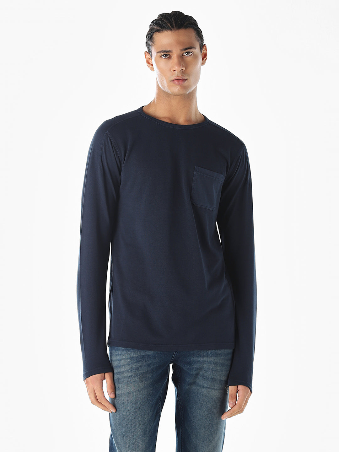 Navy Blue Full Sleeves T-shirt