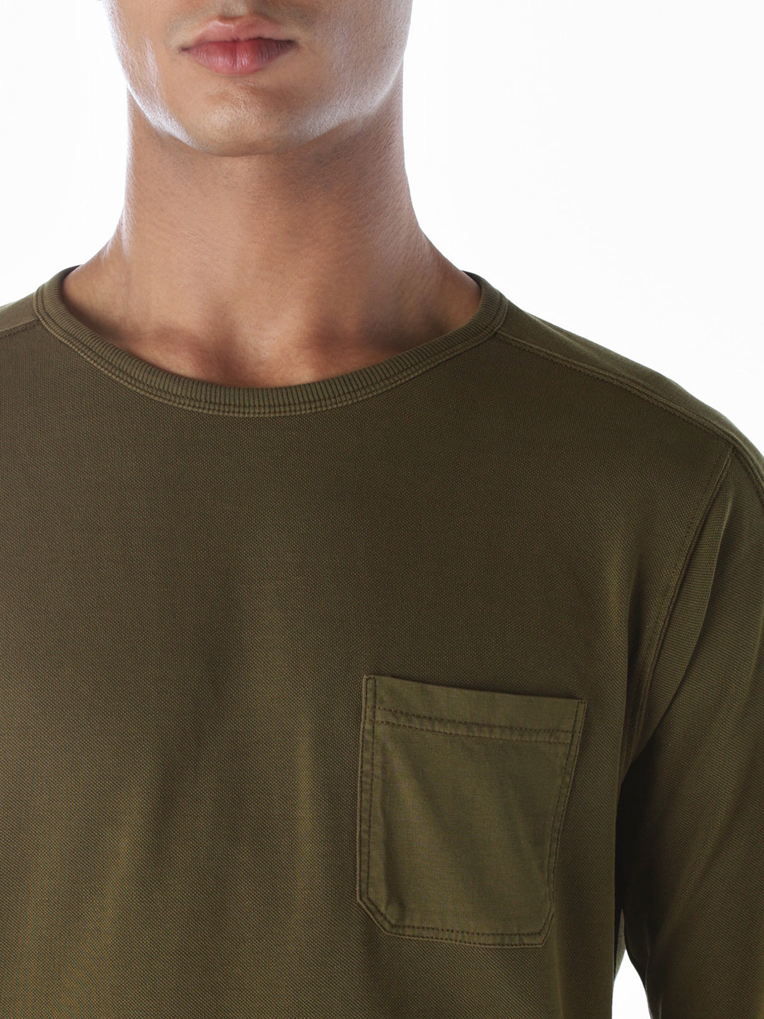 Chest Pocket Full Sleeves T-shirt - Green