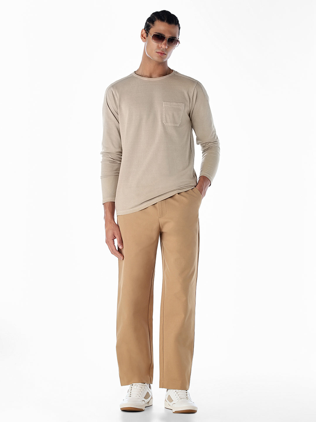 Chest Pocket Full Sleeves T-shirt - Brown