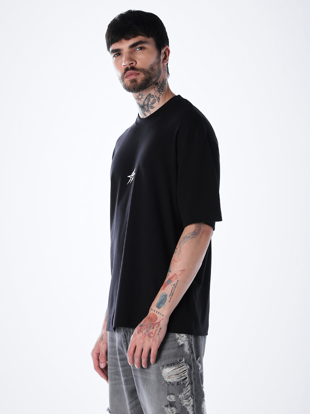 Graphic Print Cotton T-shirt - Black