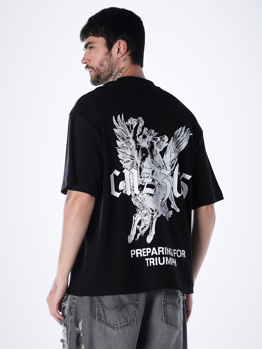 Graphic Print Cotton T-shirt - Black