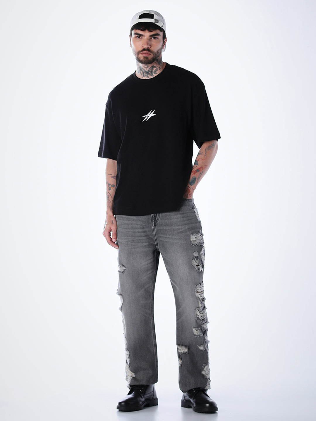 Graphic Print Cotton T-shirt - Black