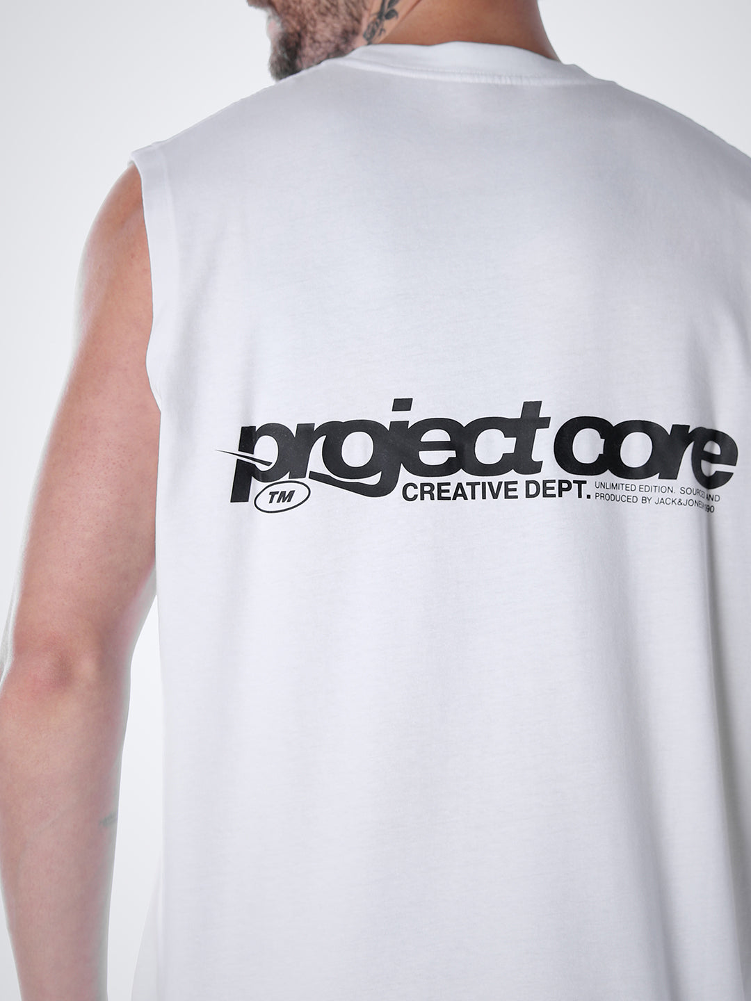 Printed Crew Neck Tank - White