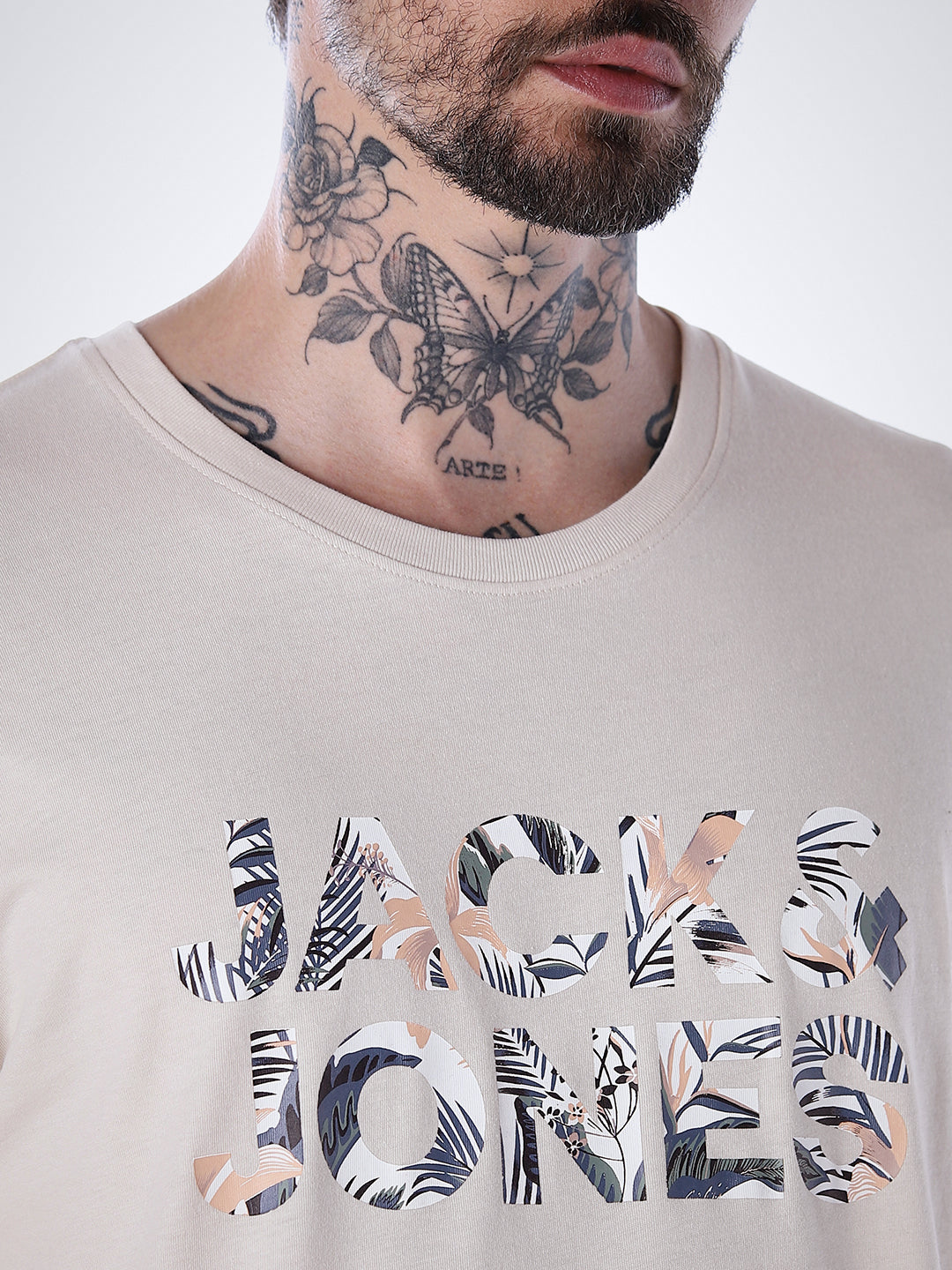 Tropical Logo Print T-shirt - Beige