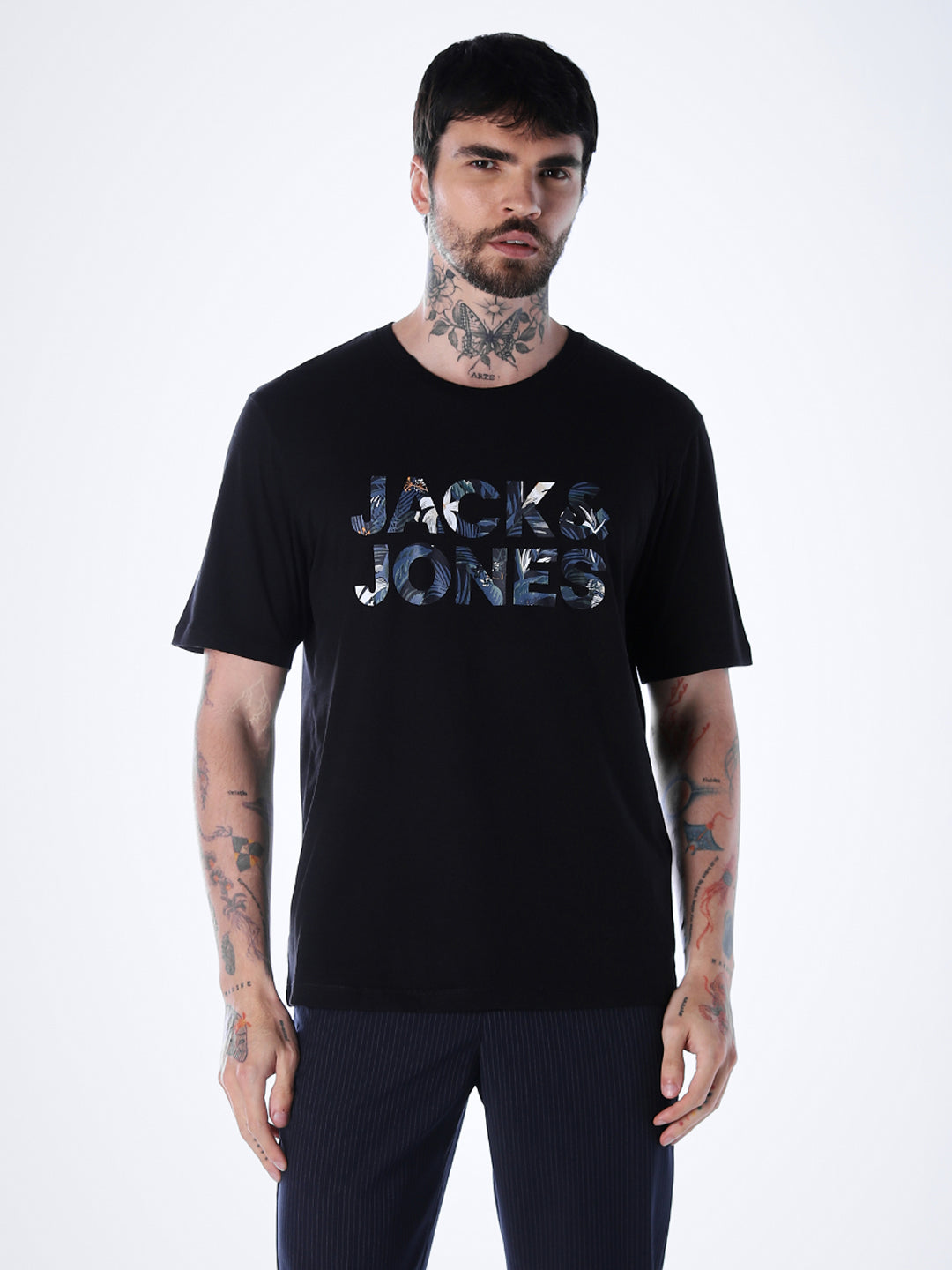 Tropical Logo Print T-shirt - Black