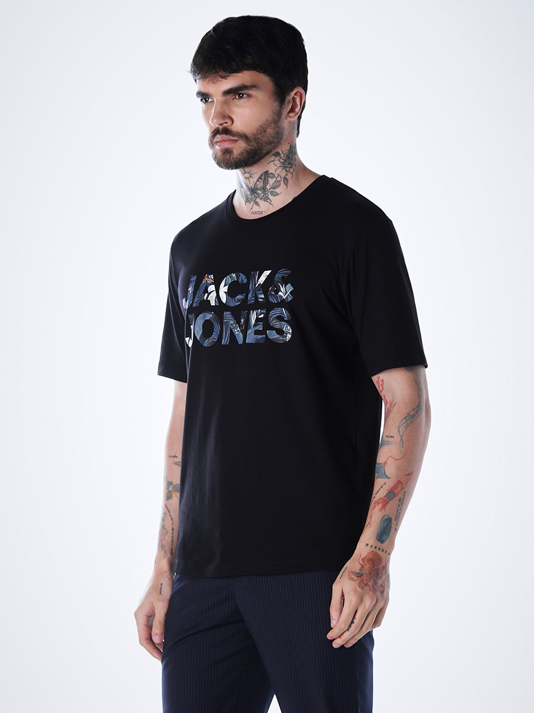 Tropical Logo Print T-shirt - Black