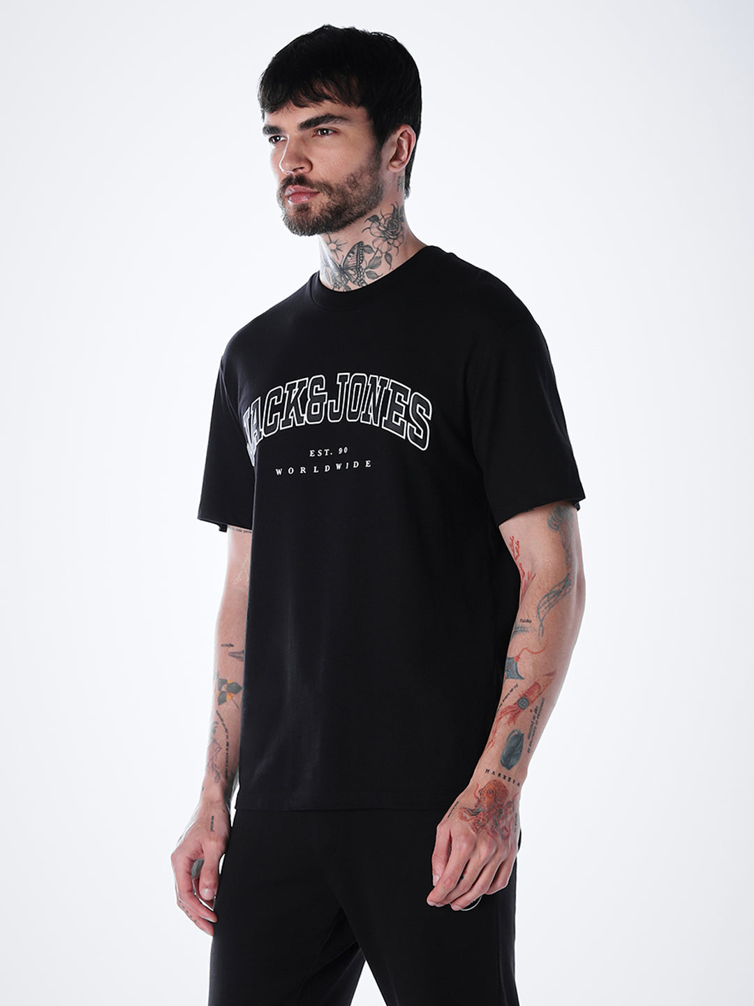 Varsity O-Neck T-shirt - Black