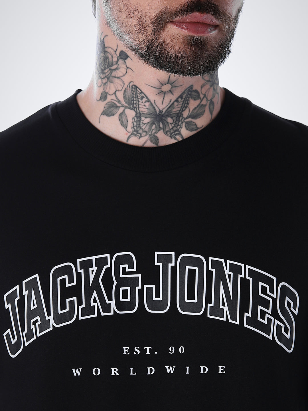 Varsity O-Neck T-shirt - Black