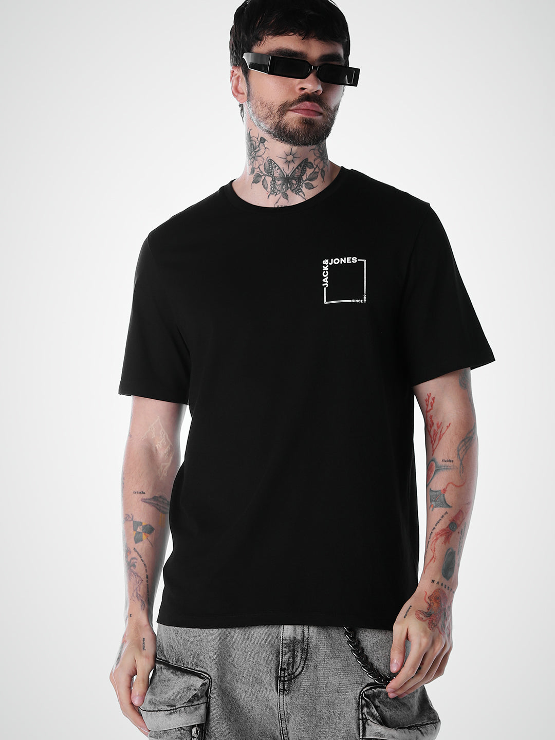 Logo print Cotton Crew Neck T-shirt - Black