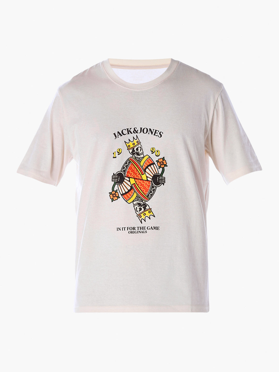 Printed Cotton T-shirt - Beige