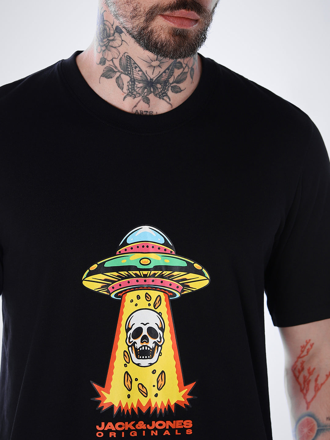 Skull Print Cotton T-shirt - Black