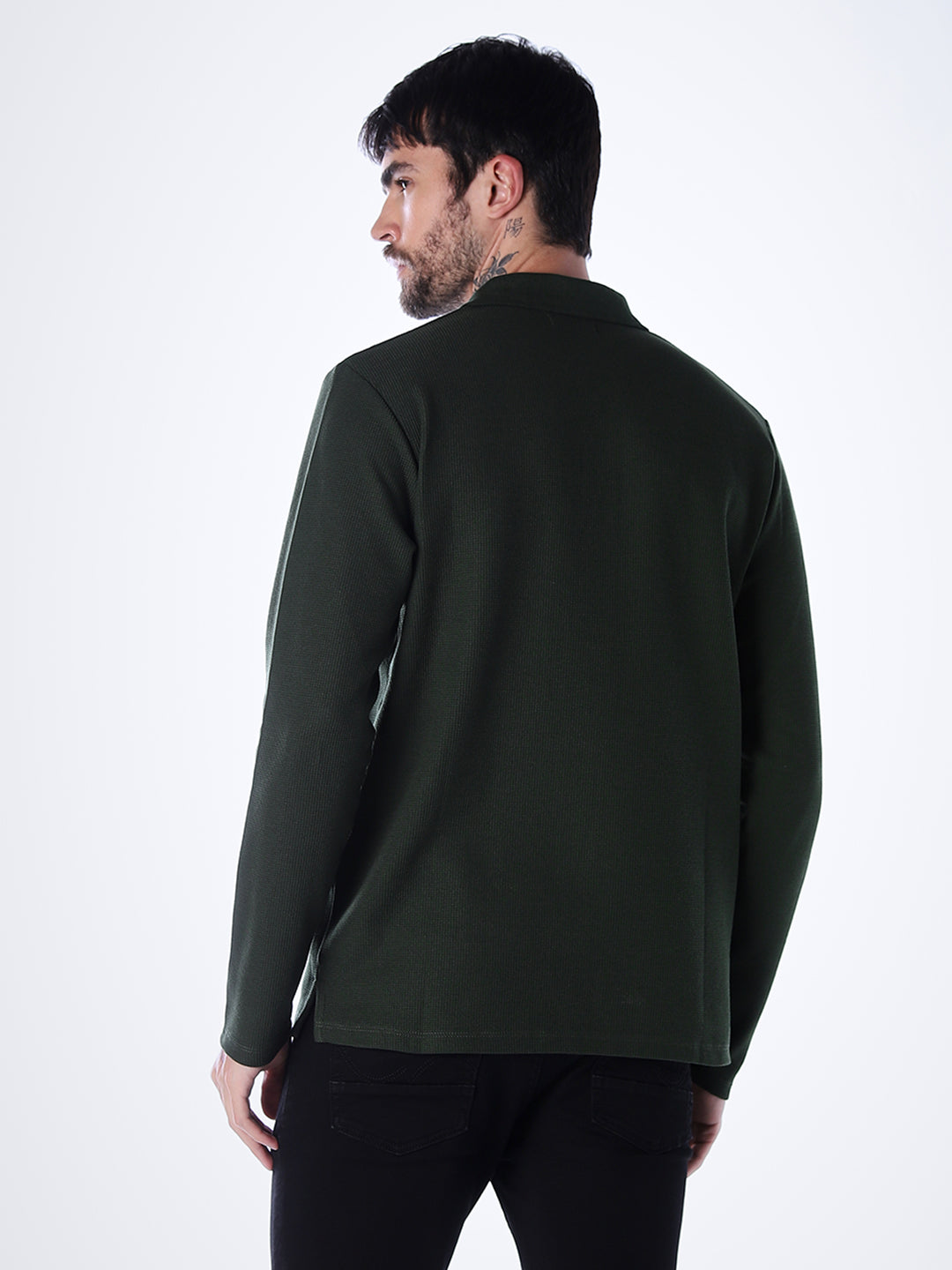 Regular Fit Full Sleeves Polo - Green