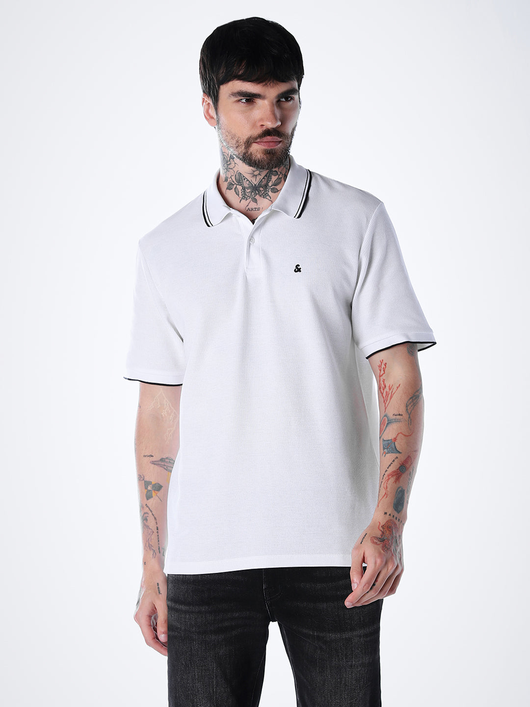 Contrast Tipping Polo - White