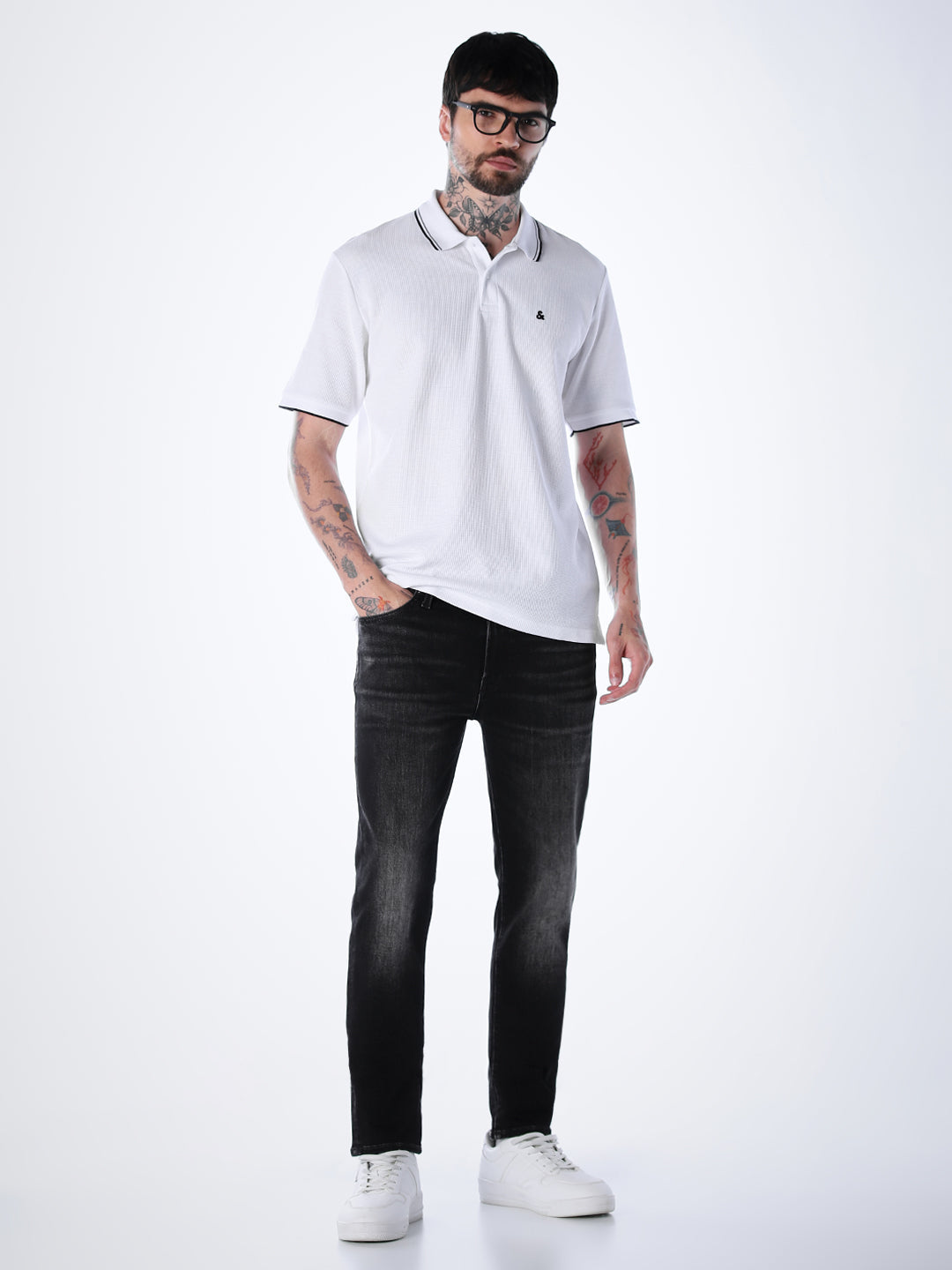 Contrast Tipping Polo - White
