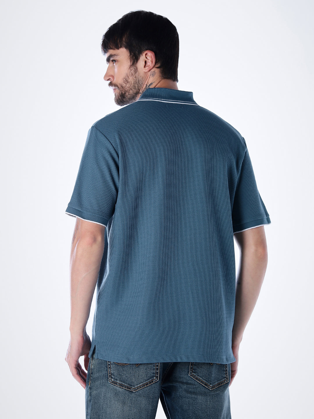 Contrast Tipping Polo - Blue