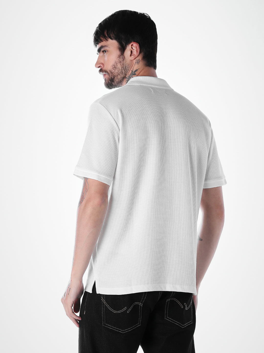 Half Zip Regular Fit Polo - White