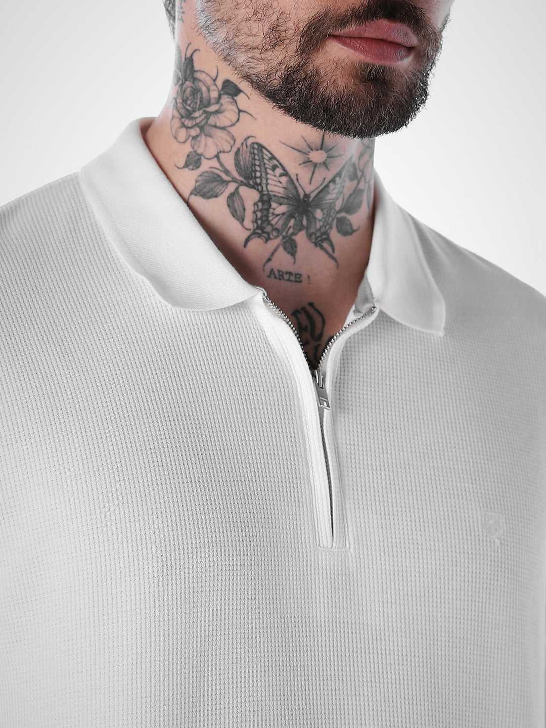 Half Zip Regular Fit Polo - White