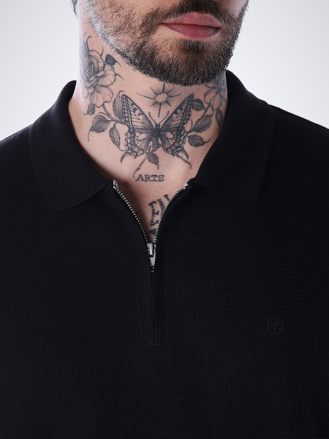 Half Zip Regular Fit Polo - Black