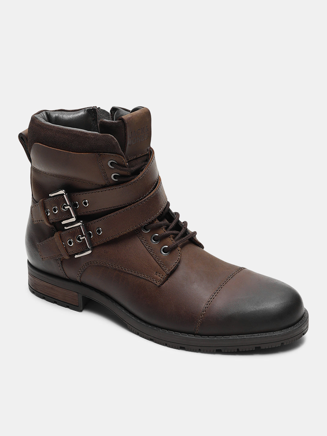 Brown Premium Leather Buckle Boots