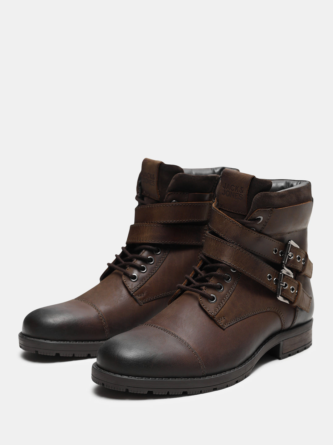 Brown Premium Leather Buckle Boots