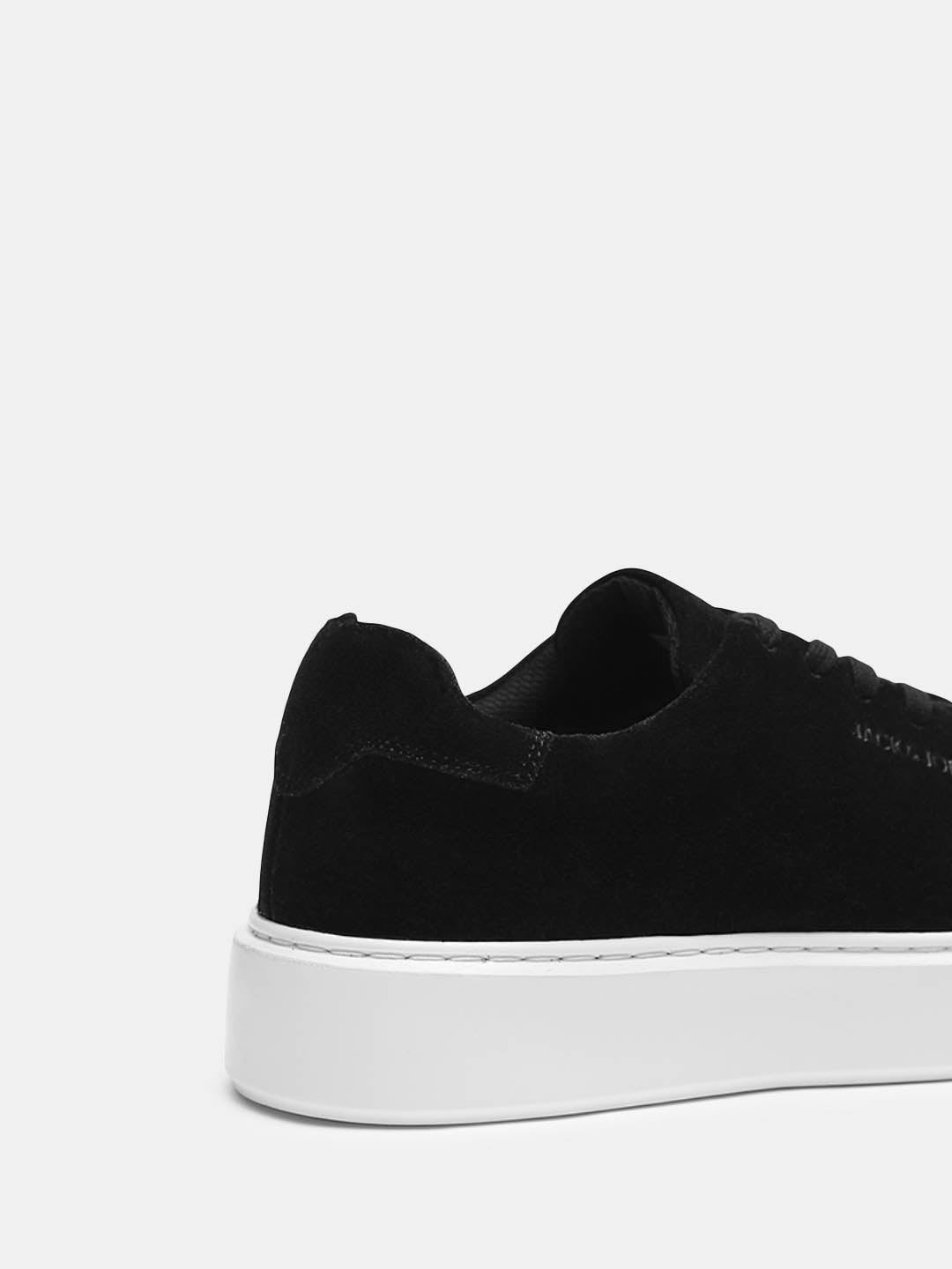 Black Leather Lace-Up Sneakers