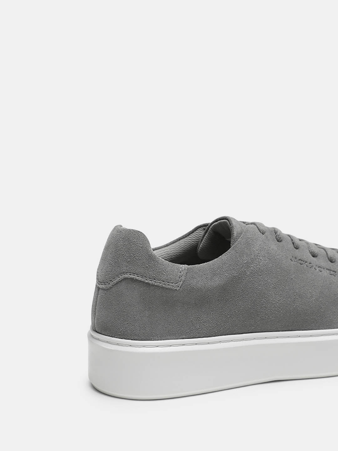 Grey Leather Lace-Up Sneakers