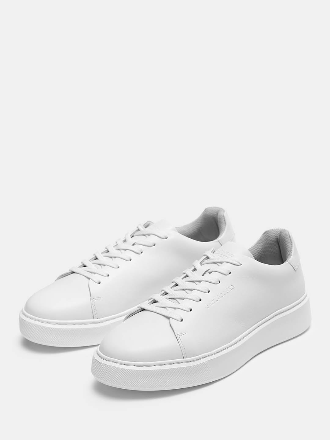 White Leather Lace-Up Sneakers