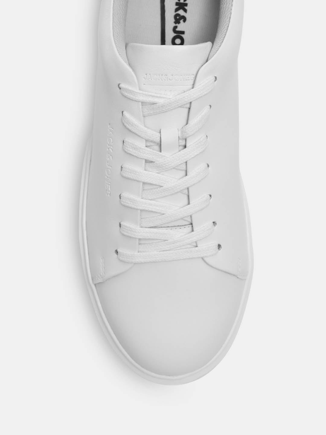 White Leather Lace-Up Sneakers