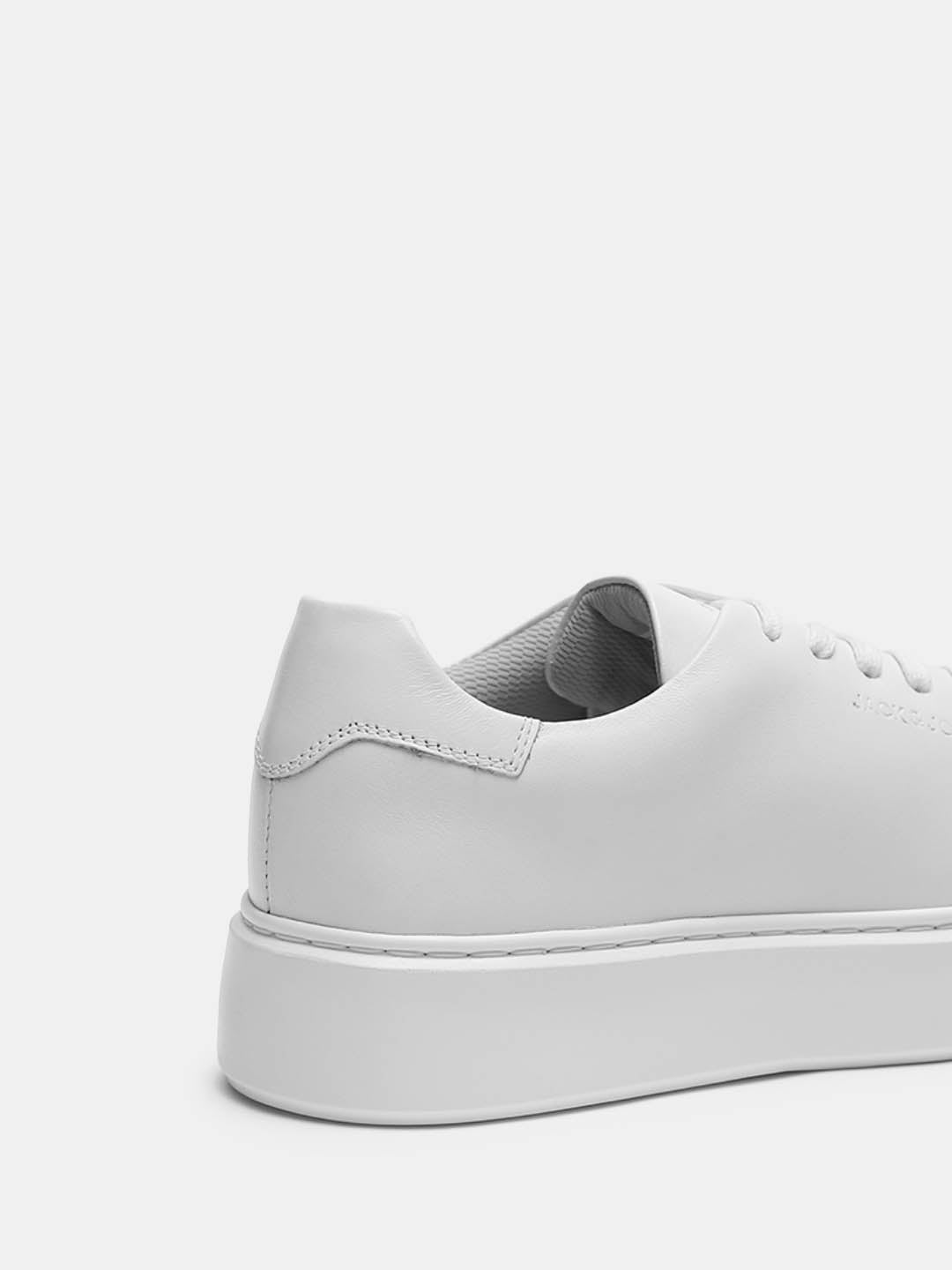 White Leather Lace-Up Sneakers