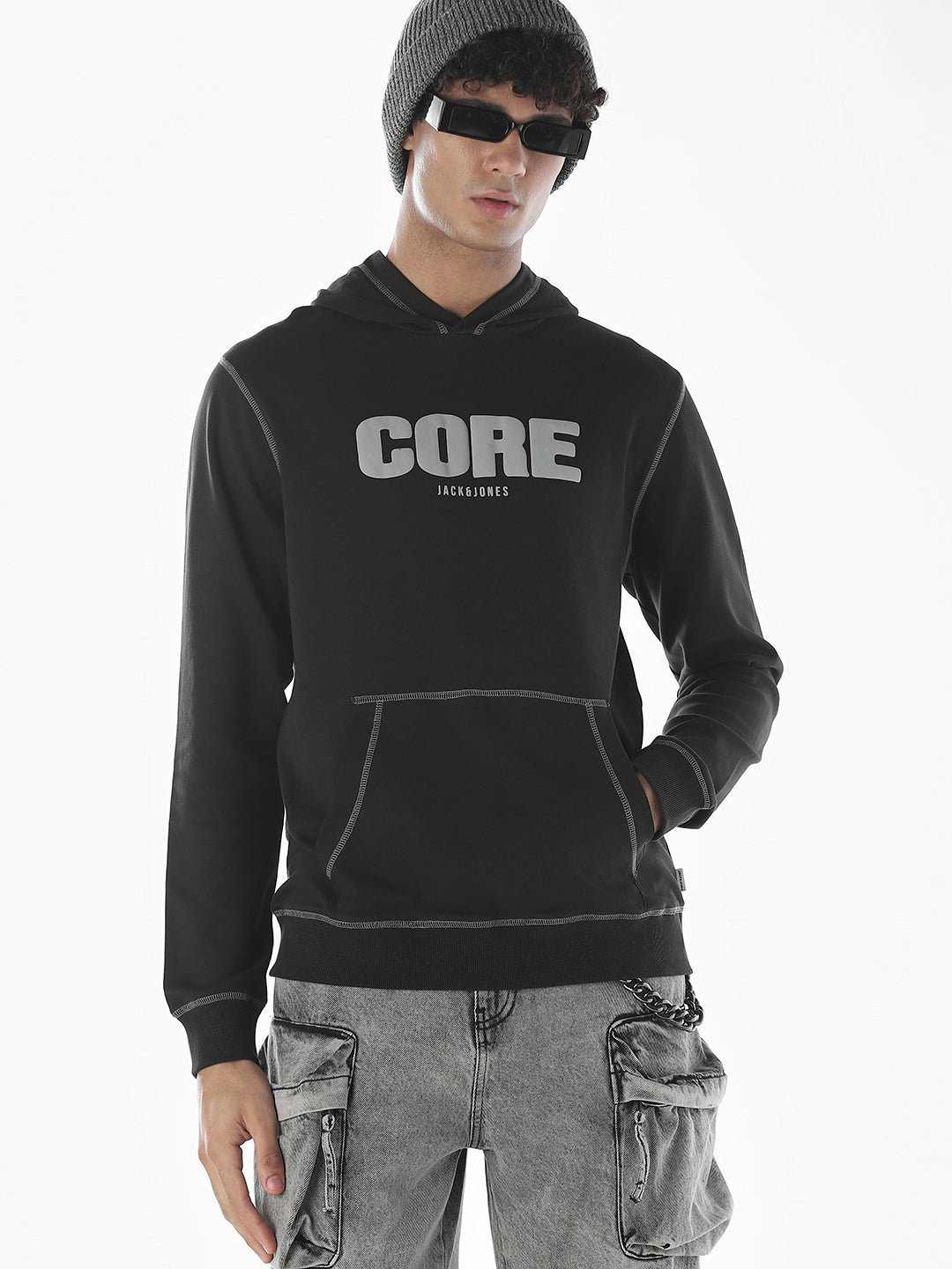 Contrast Stitch Hooded Sweatshirt