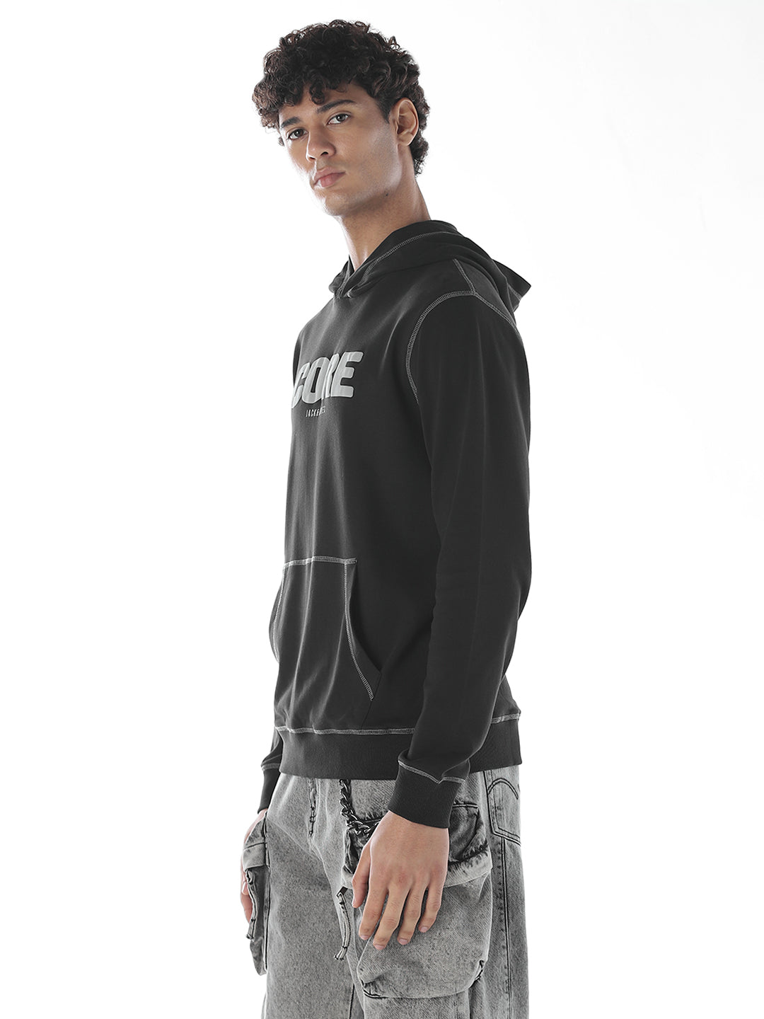 Contrast Stitch Hooded Sweatshirt