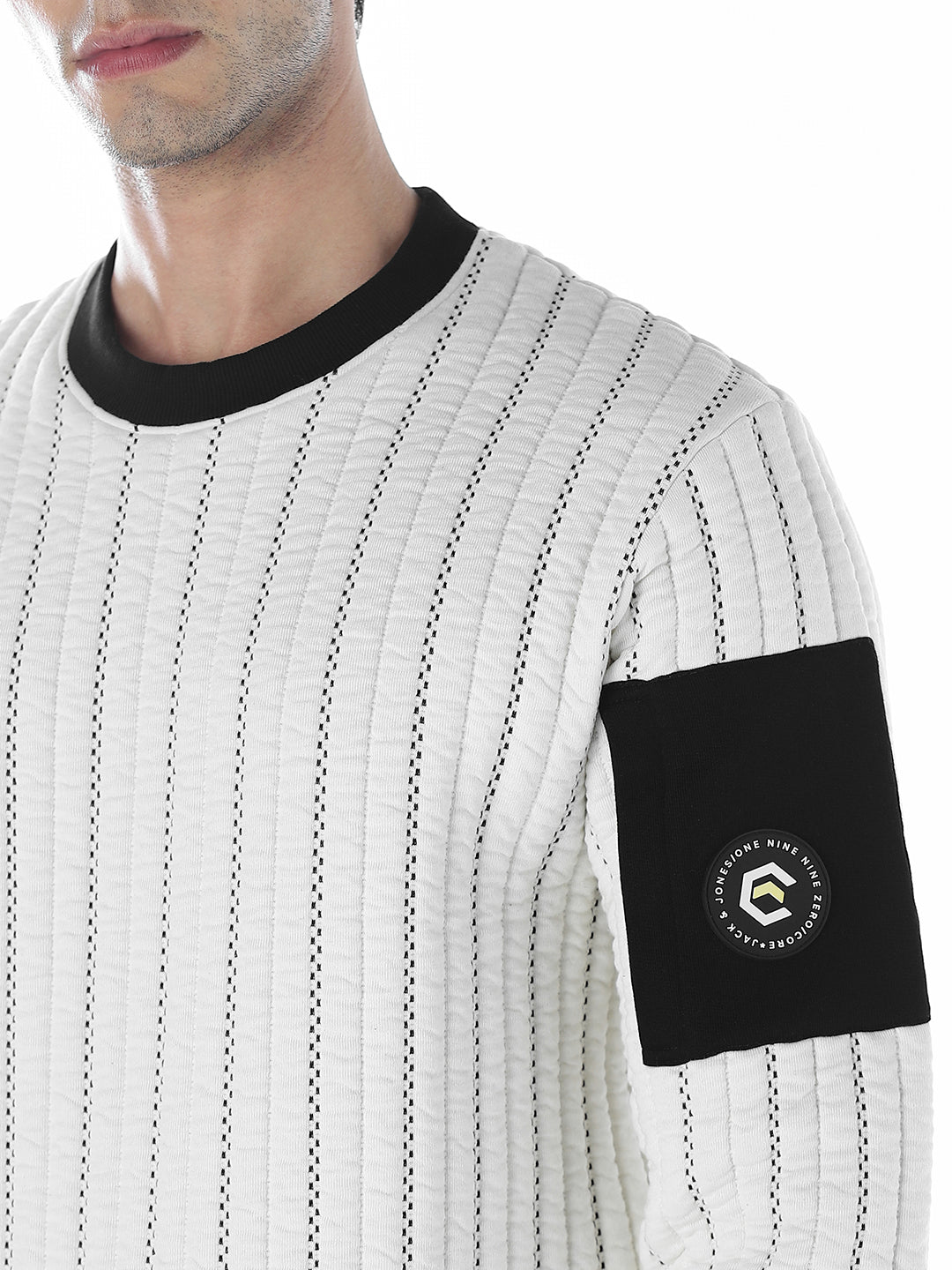 Quilted Striped Sweatshirt