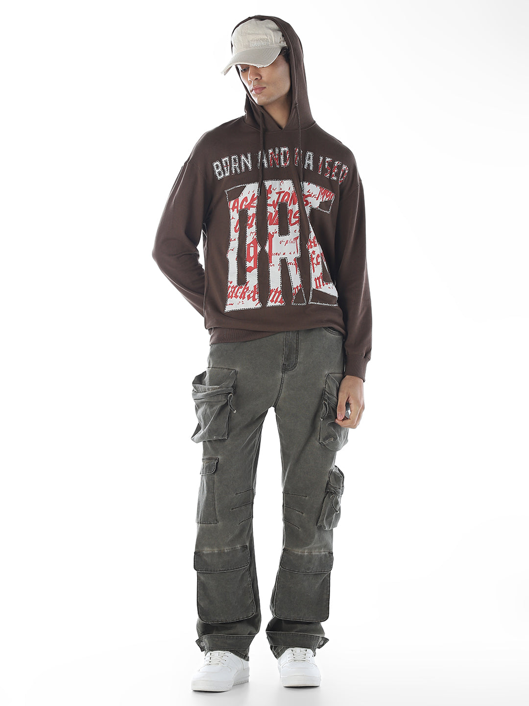 Applique Patchwork Hooded Sweatshirt