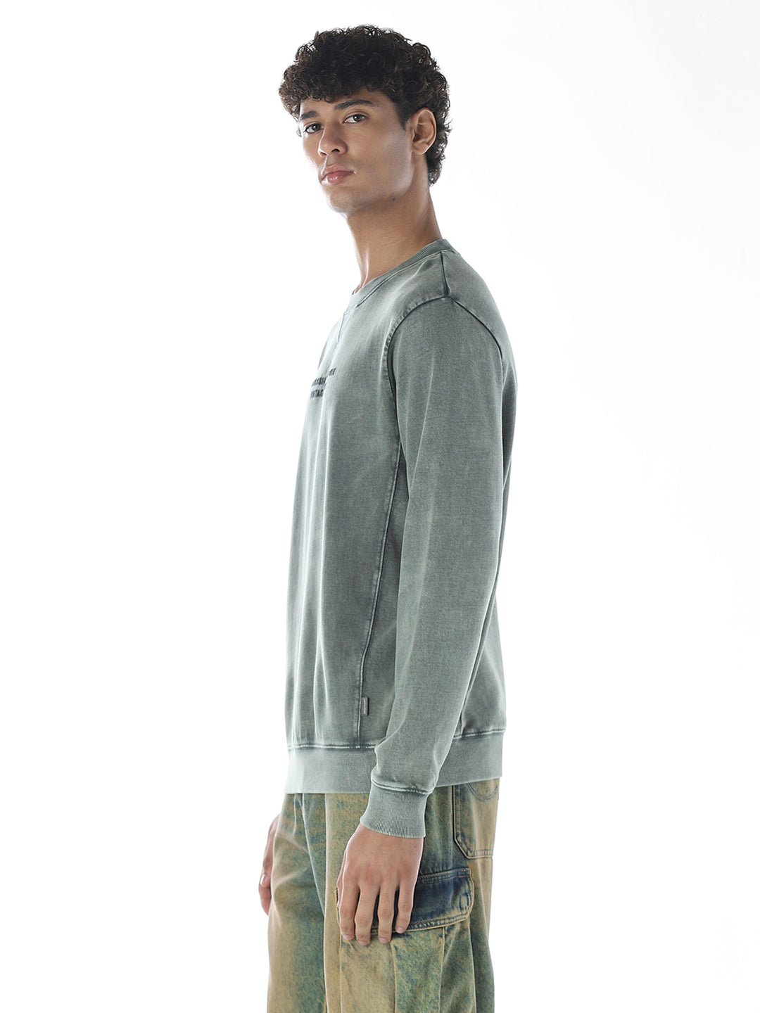 Acid Washed Crew Neck Sweatshirt