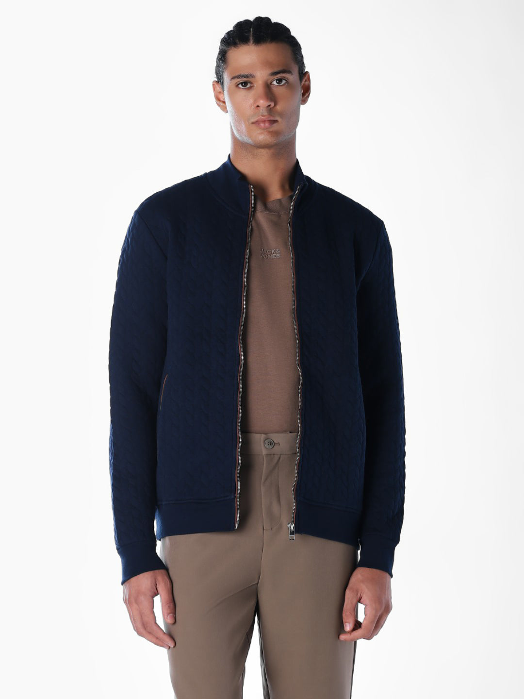 Navy Front Open Sweatshirt