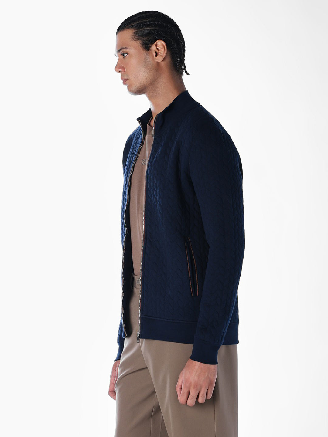 Navy Front Open Sweatshirt