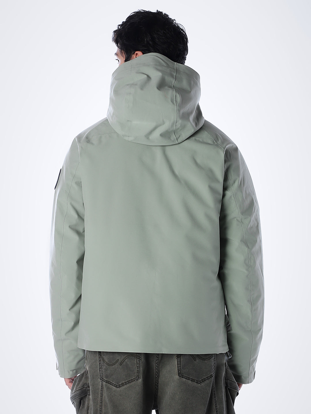 Sage Green High Neck Hooded Jacket