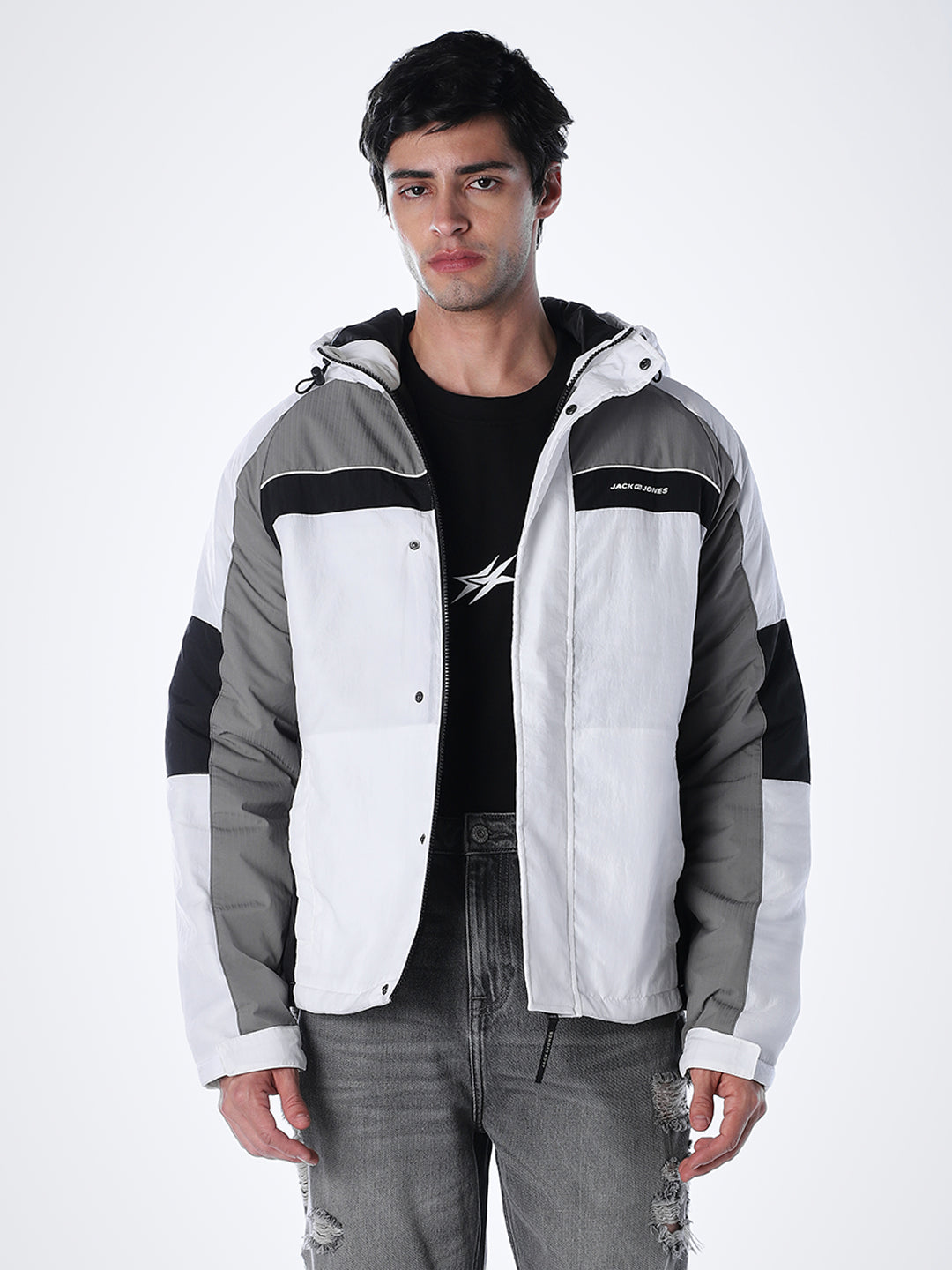 Colourblocked Nylon Hooded Jacket