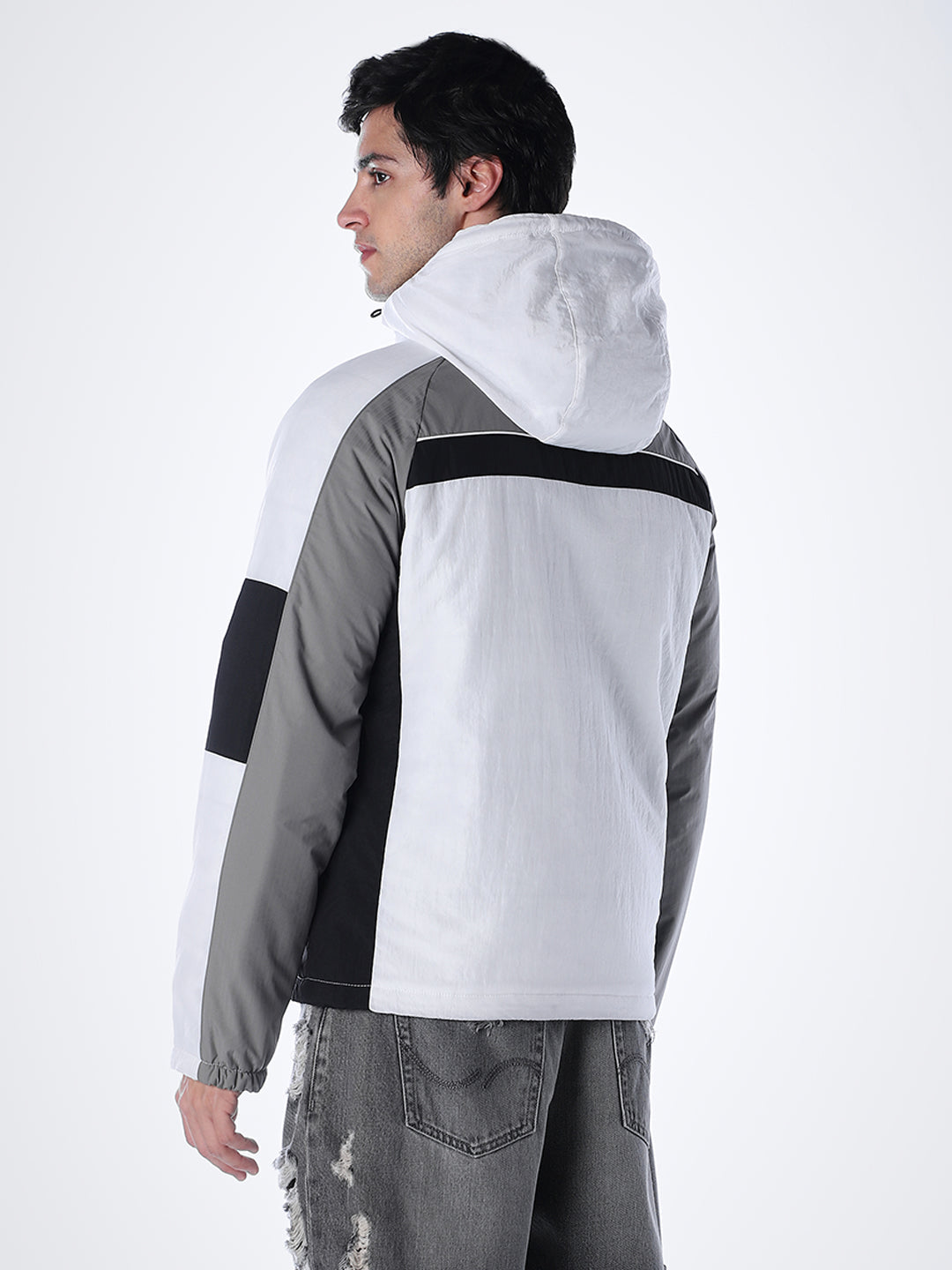 Colourblocked Nylon Hooded Jacket