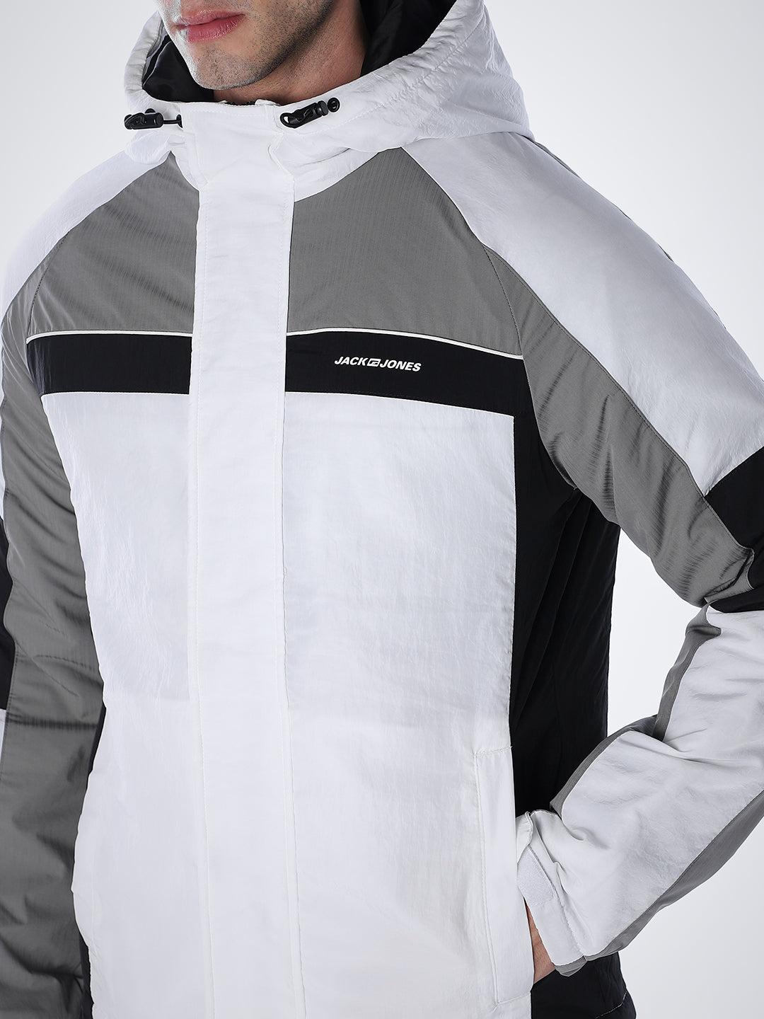 Colourblocked Nylon Hooded Jacket