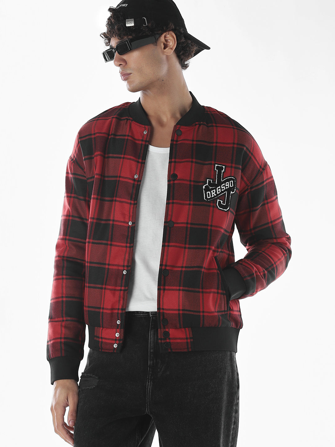 Red Check Bomber Jacket