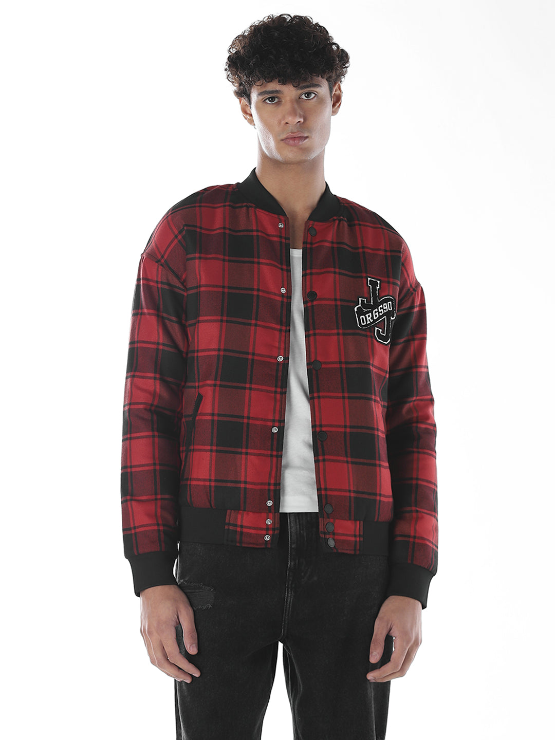 Red Check Bomber Jacket