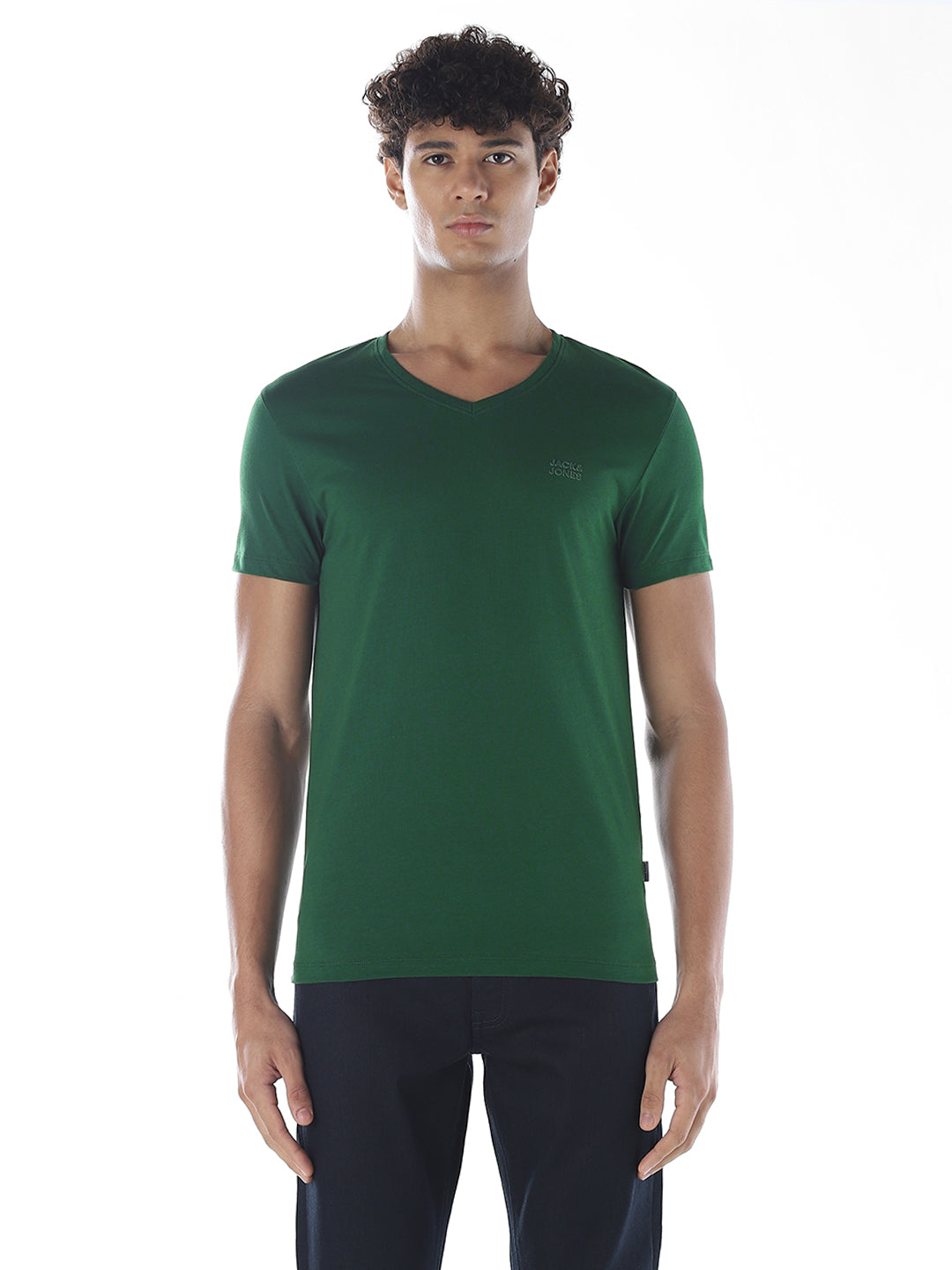 Cotton V-Neck T-shirt - Green