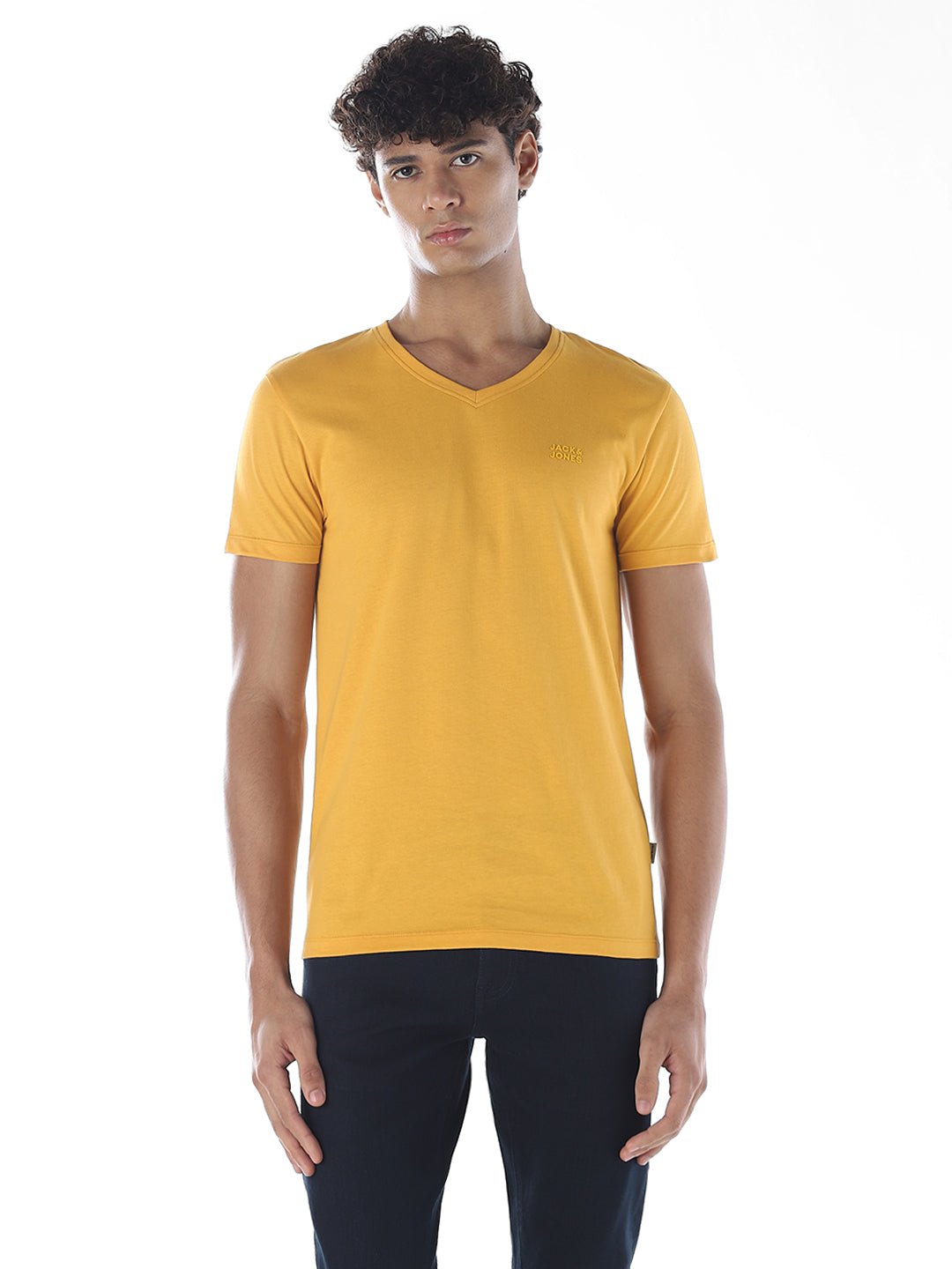Cotton V-Neck T-shirt - Yellow