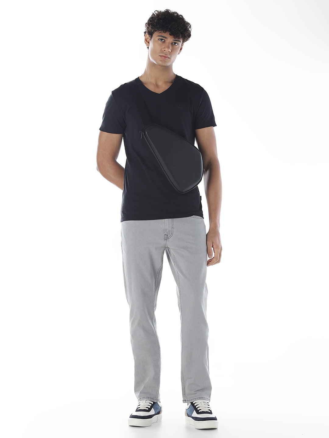 Cotton V-Neck T-shirt - Black