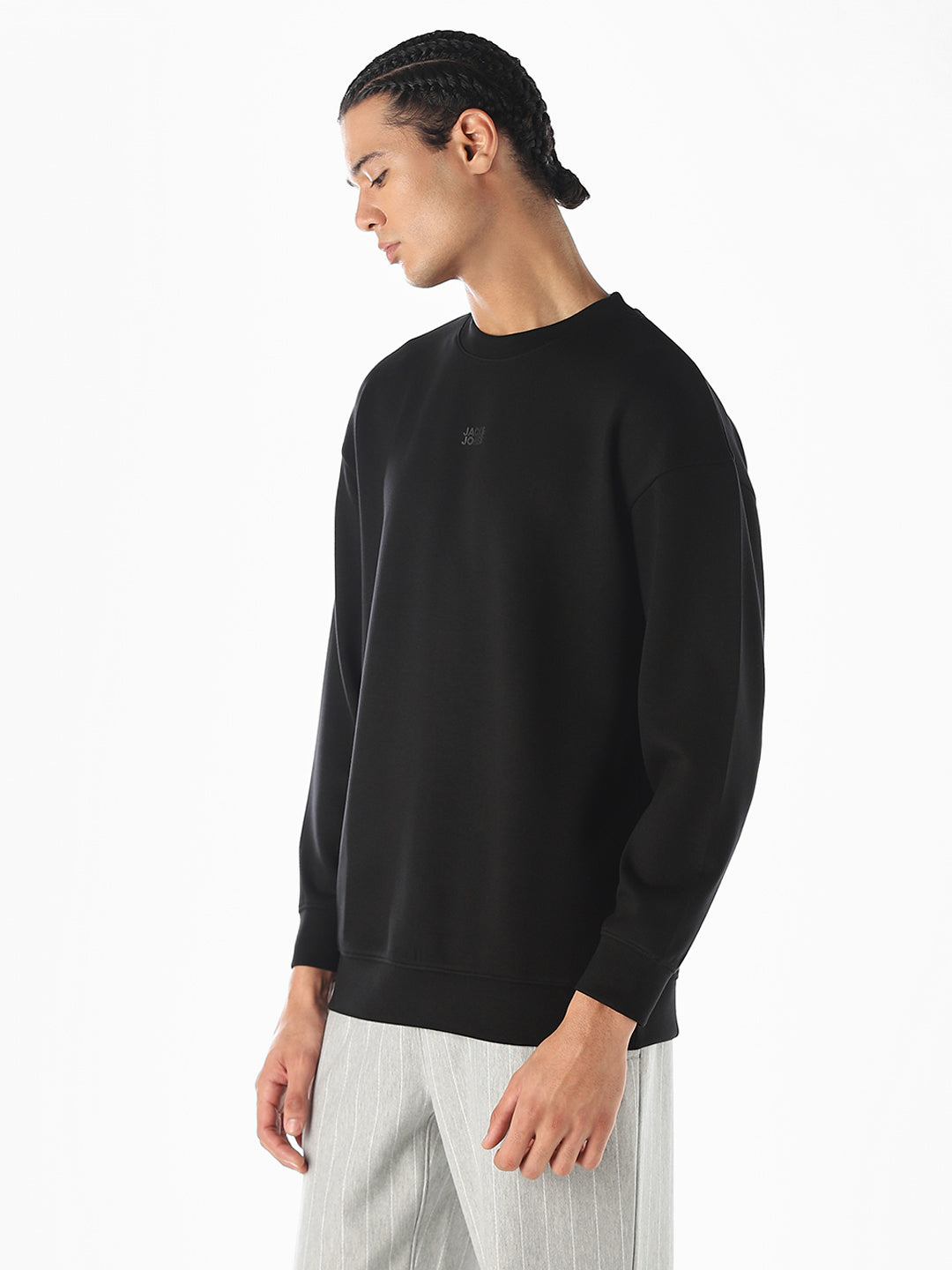 Logo Print Oversized Sweatshirt- Black