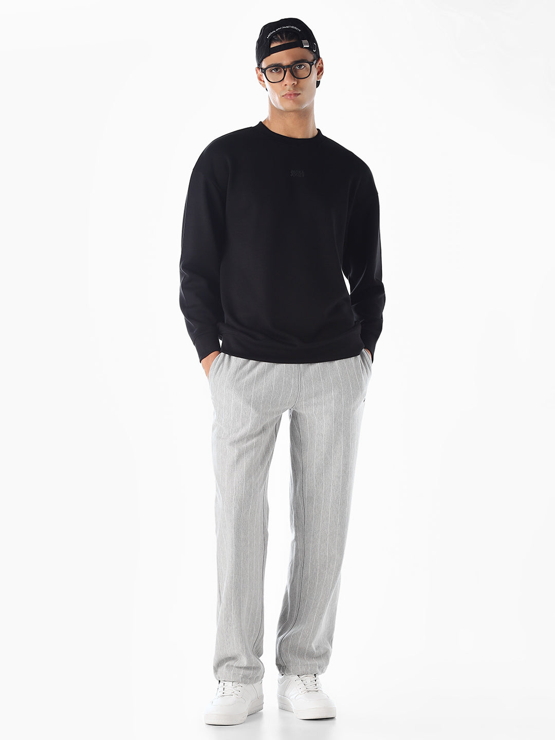 Logo Print Oversized Sweatshirt- Black