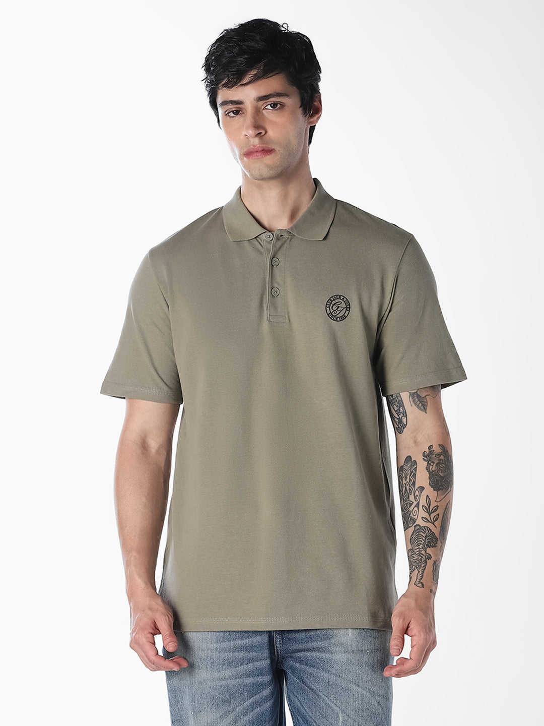 Green Regular Fit Cotton Polo